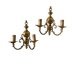 2 two-light wall sconces in gold-plated brass