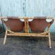 Bench 2 seater Rohe Noordwolde 60s rattan and leather