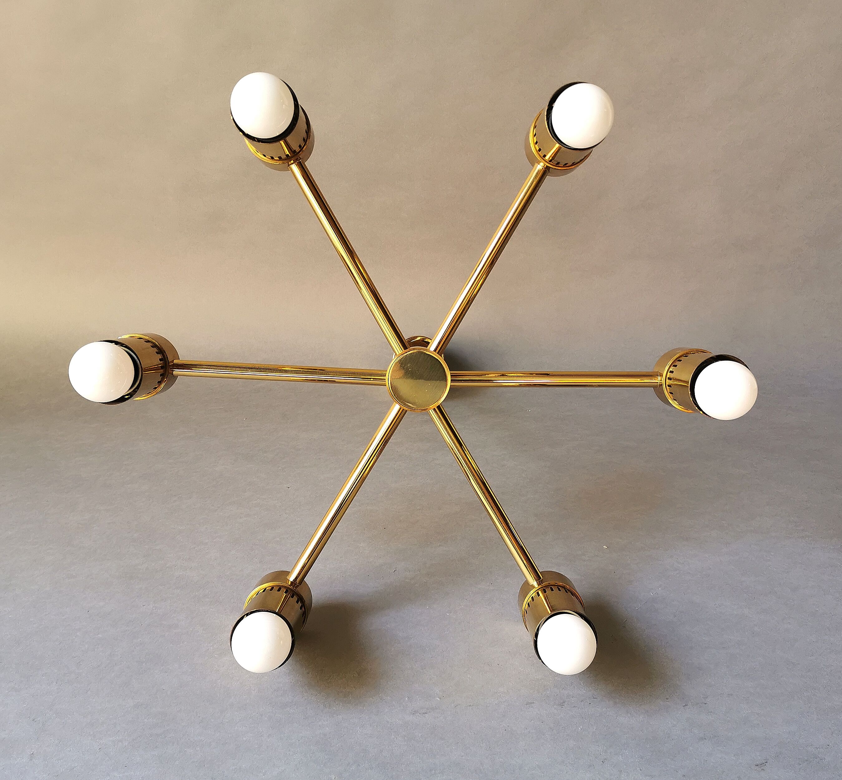 Luster 6 Italian gilded brass fires 1970