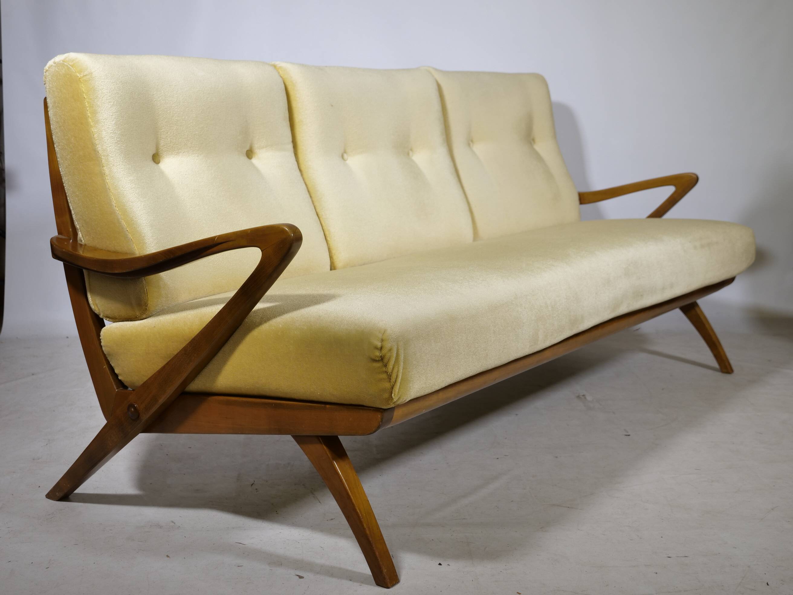 Three Seat Sofa in Wood attributed to Guglielmo Ulrich, Italy, 1950s