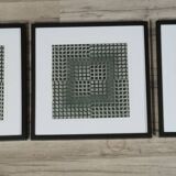 Trio Vintage Optical Art Tableaux - Victor Vasarely - Frames 40x40cm