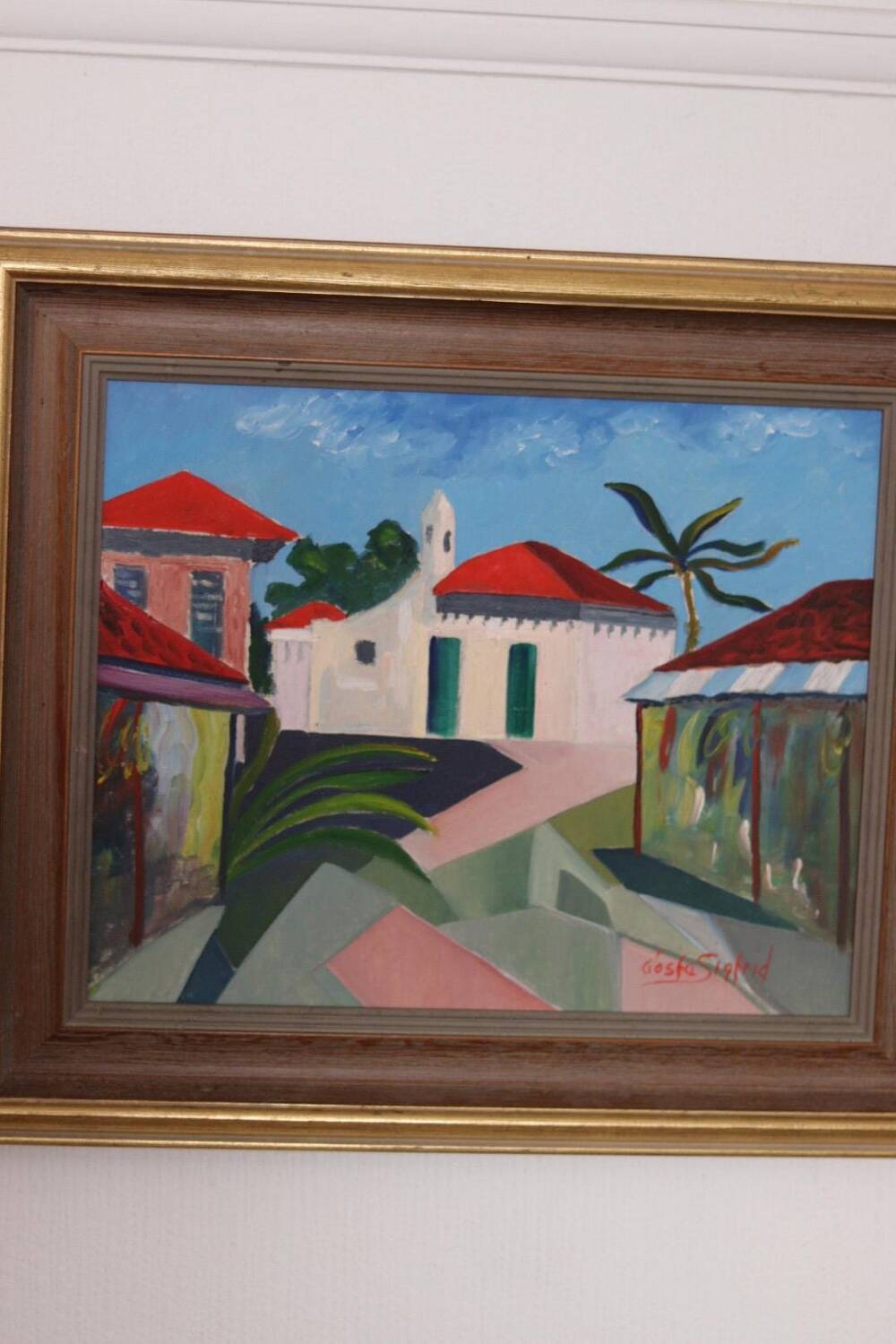 Original Swedish Oil on Canvas – “City View” by Gösta Sigfrid