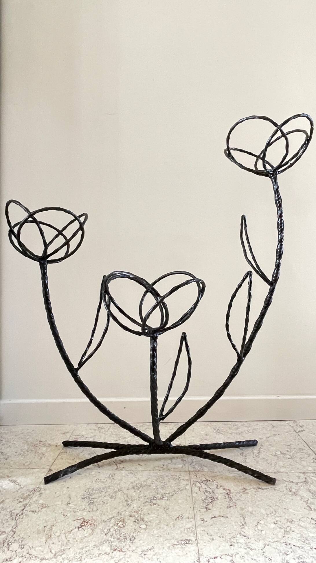 Vintage curved steel plant shelf