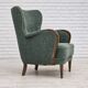 1960s, Danish armchair, green furniture velour, beech wood.