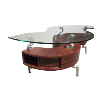 Original glass and wood coffee table
