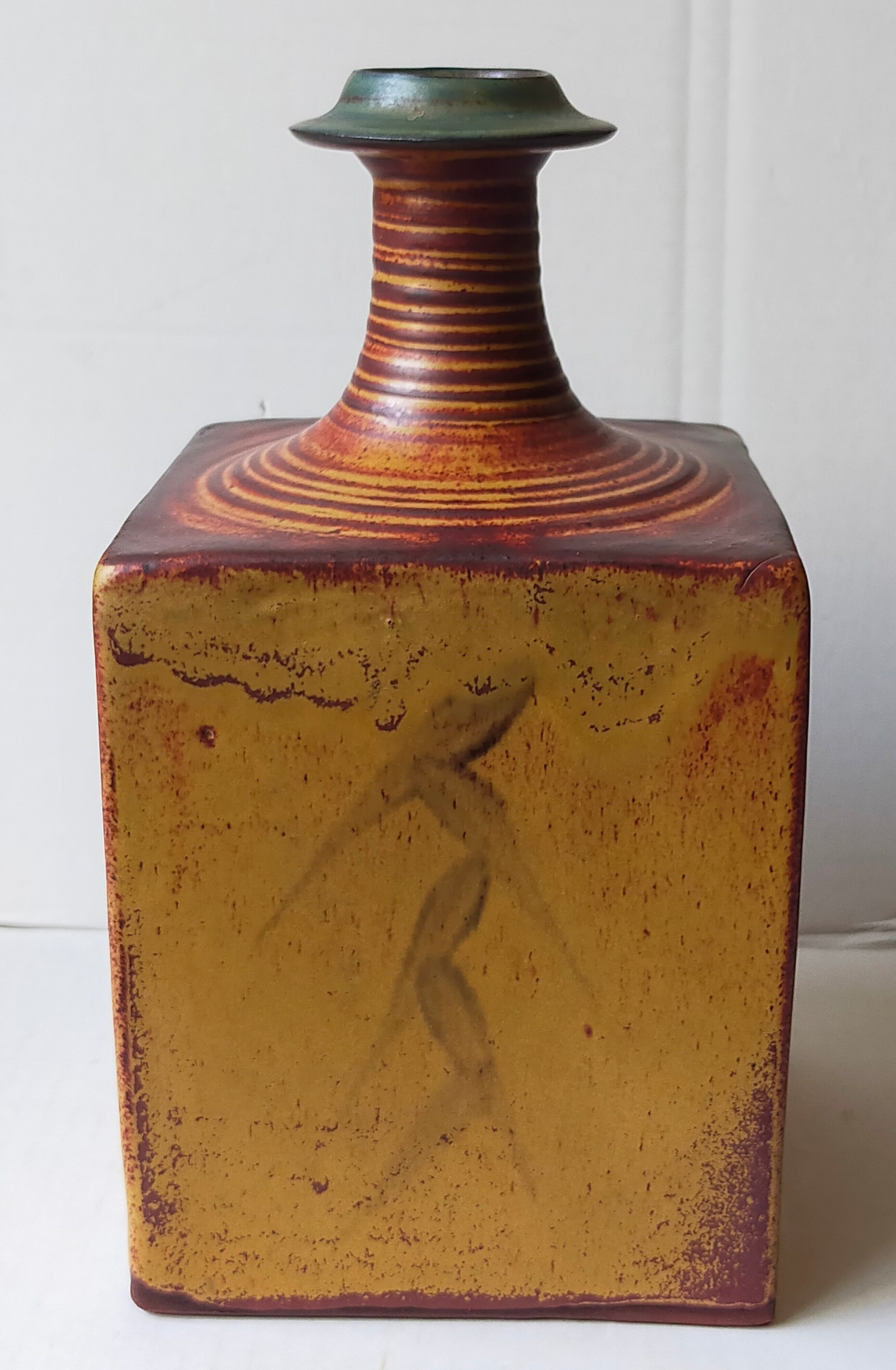 Vintage Scandinavian enamelled earth soliflore vase