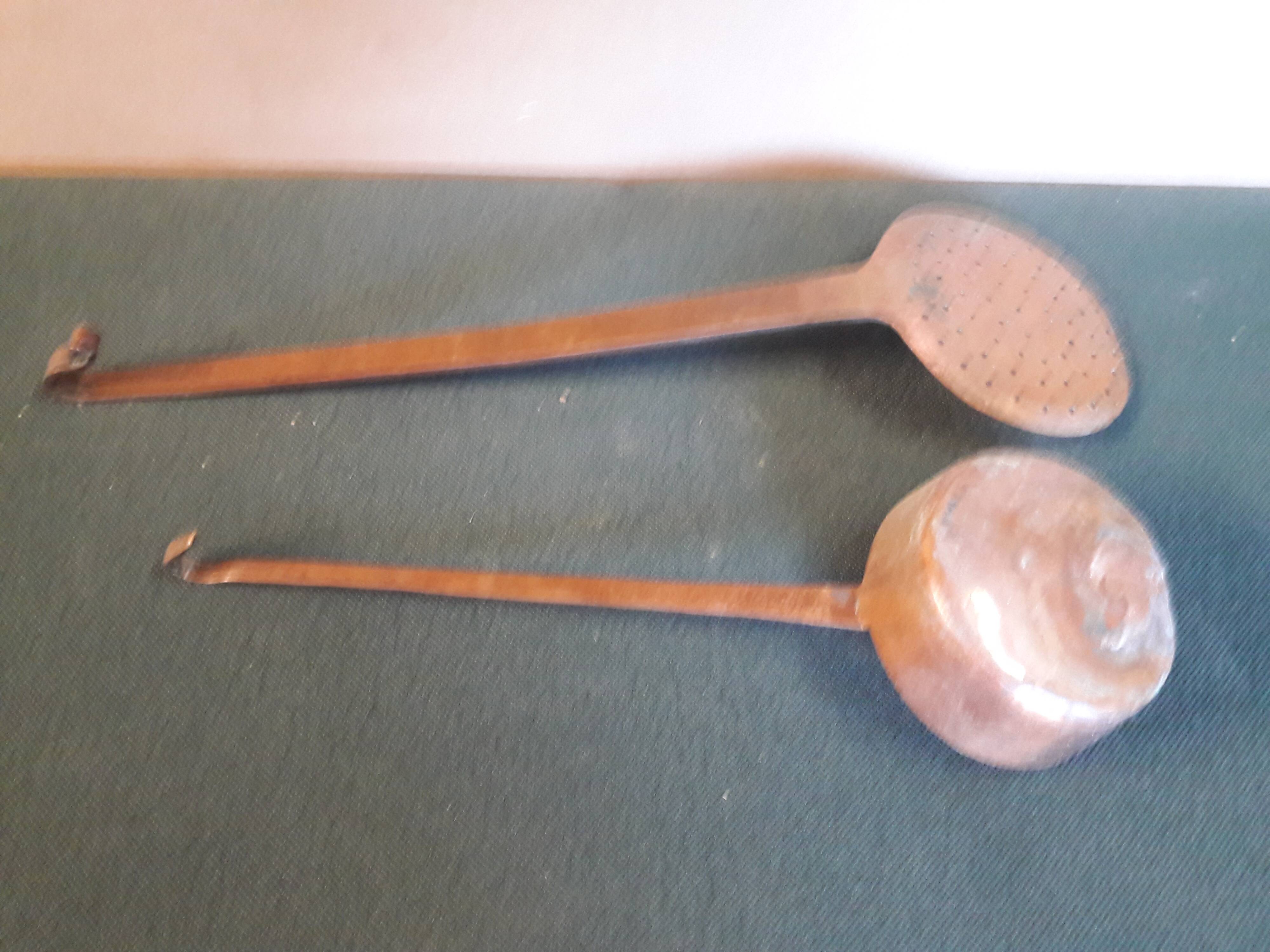 Set of a copper ladle and skimmer.