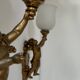Pair of vintage wall lights in gilded metal and opaline, Italy 1950.