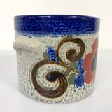 Vintage Knodgen 5260 ceramic planter, blue with flowers