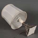 Lampe en argent ou métal argenté de style Louis XIV XIXe abat-jour blanc