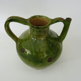 Pitcher pottery in green glazed terracotta, south west of France. XIXth