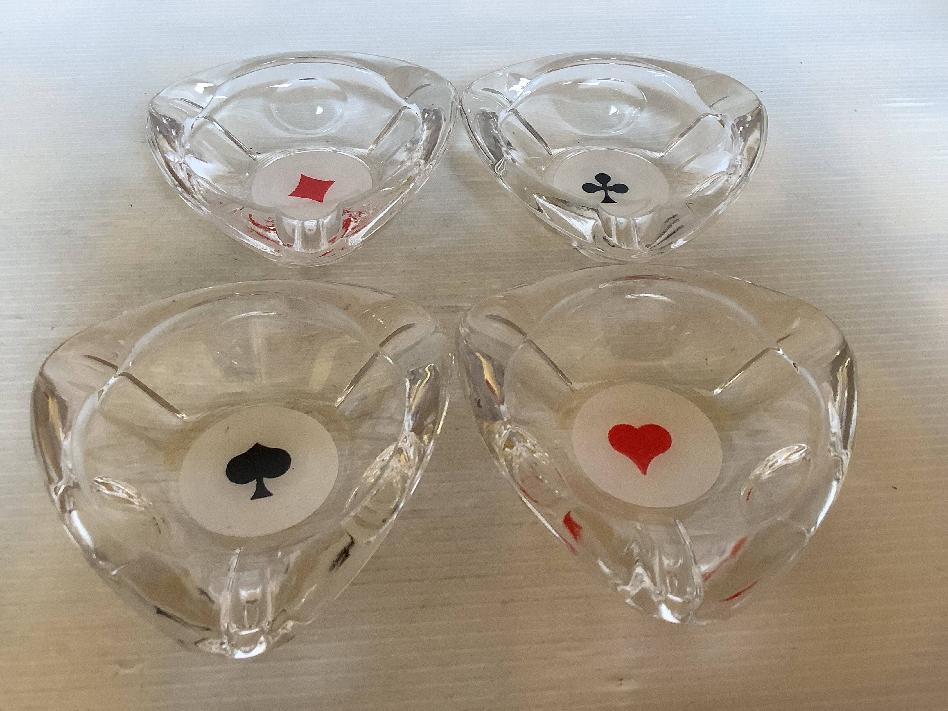 Four ashtrays Reims playing cards spade diamond club heart