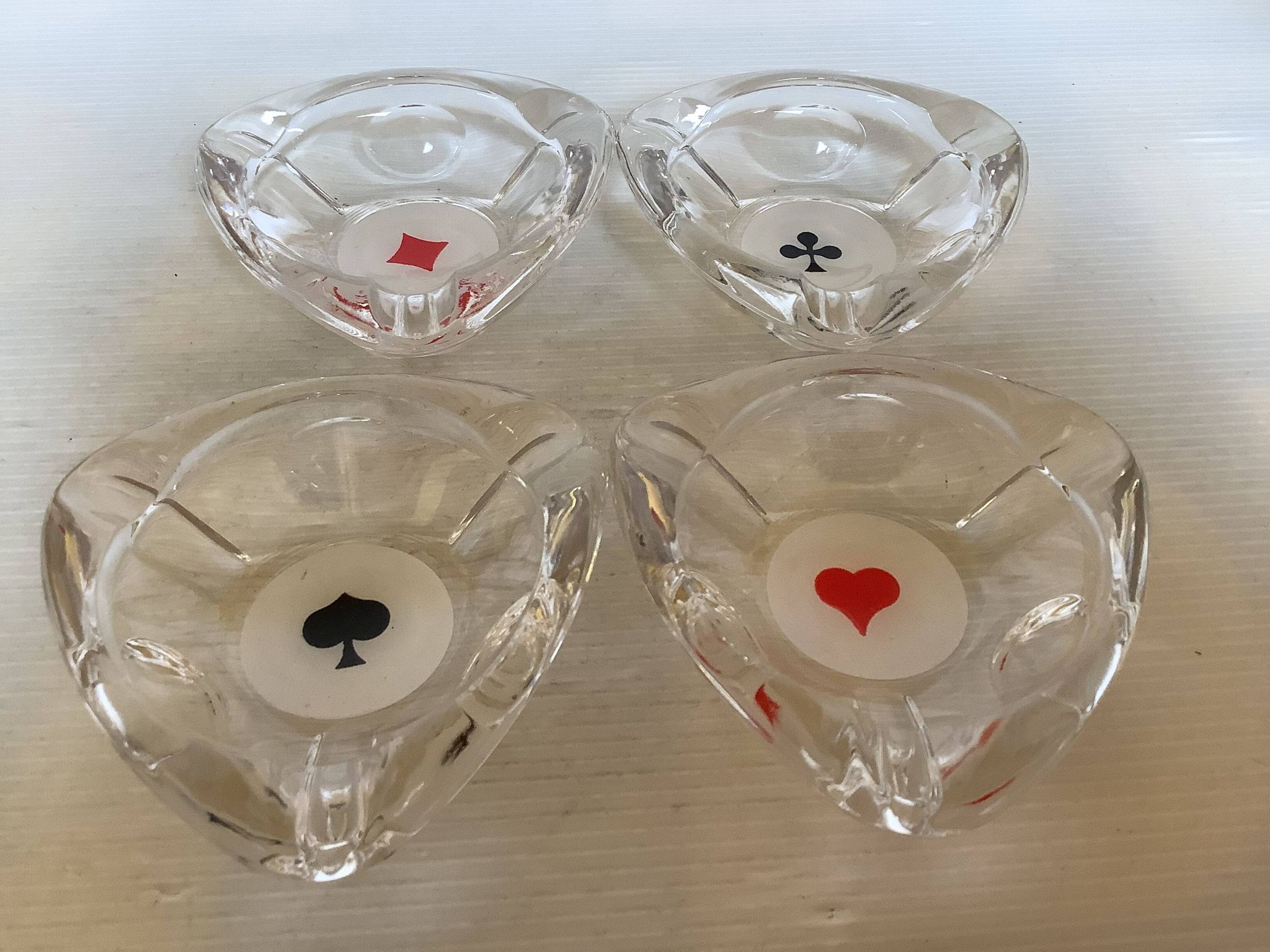 Four ashtrays Reims playing cards spade diamond club heart