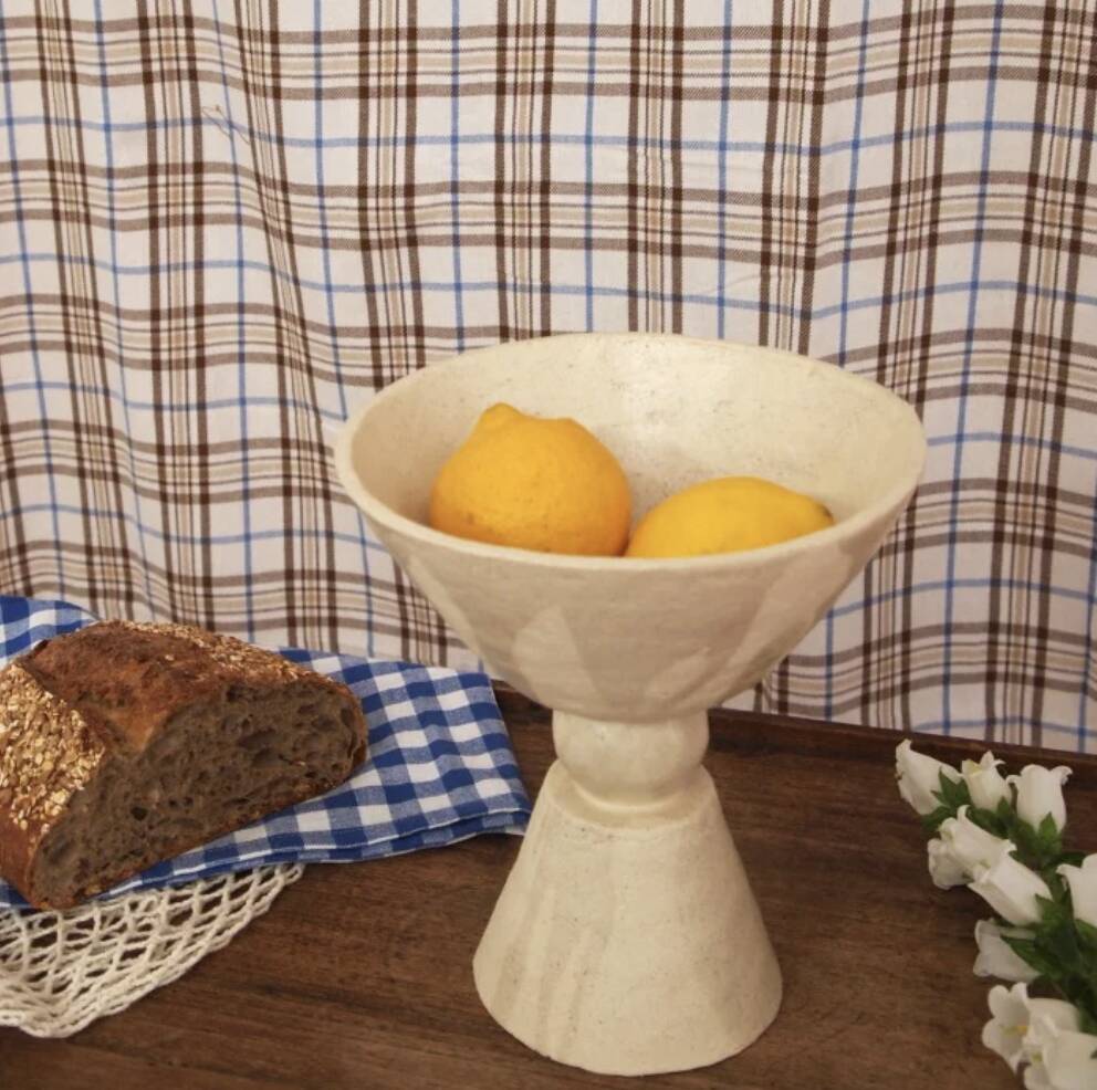 White stoneware fruit bowl