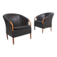 Pair of vintage Scandinavian armchairs brown leather opus 1982 suede