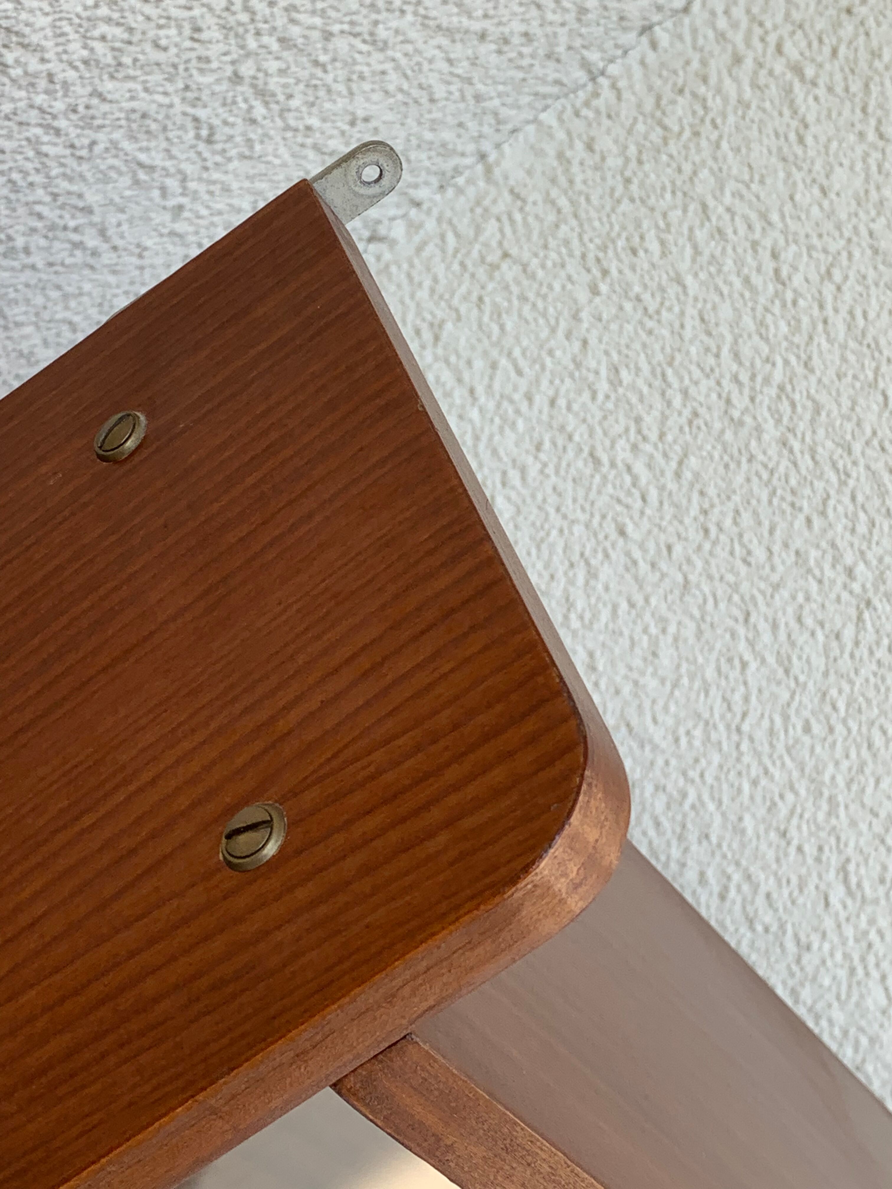 glass wall bookcase in vintage teak 1950