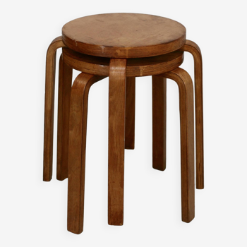 Pair of Alvar Aalto style stools. Wood, circa 1970