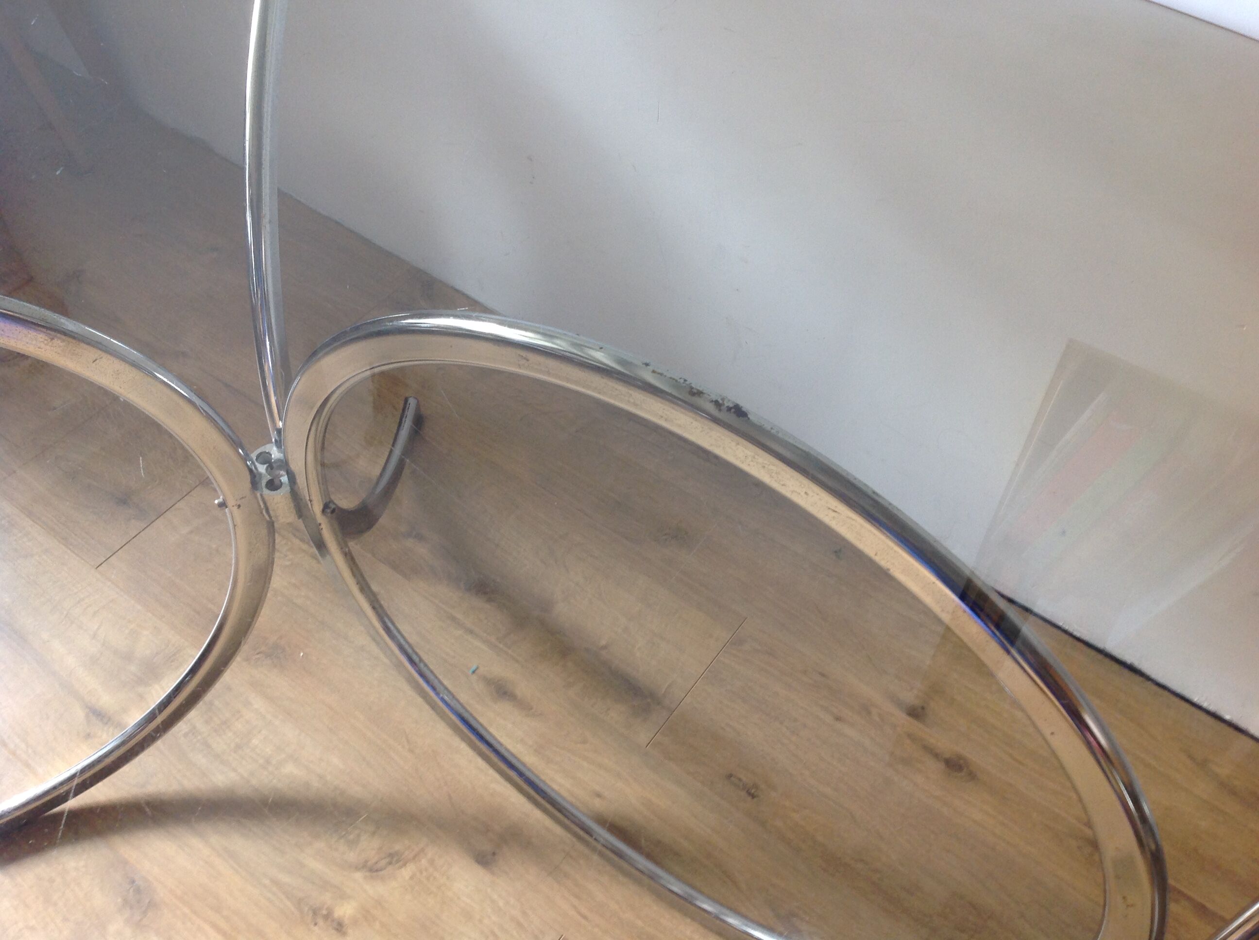 70s chrome table and glass top