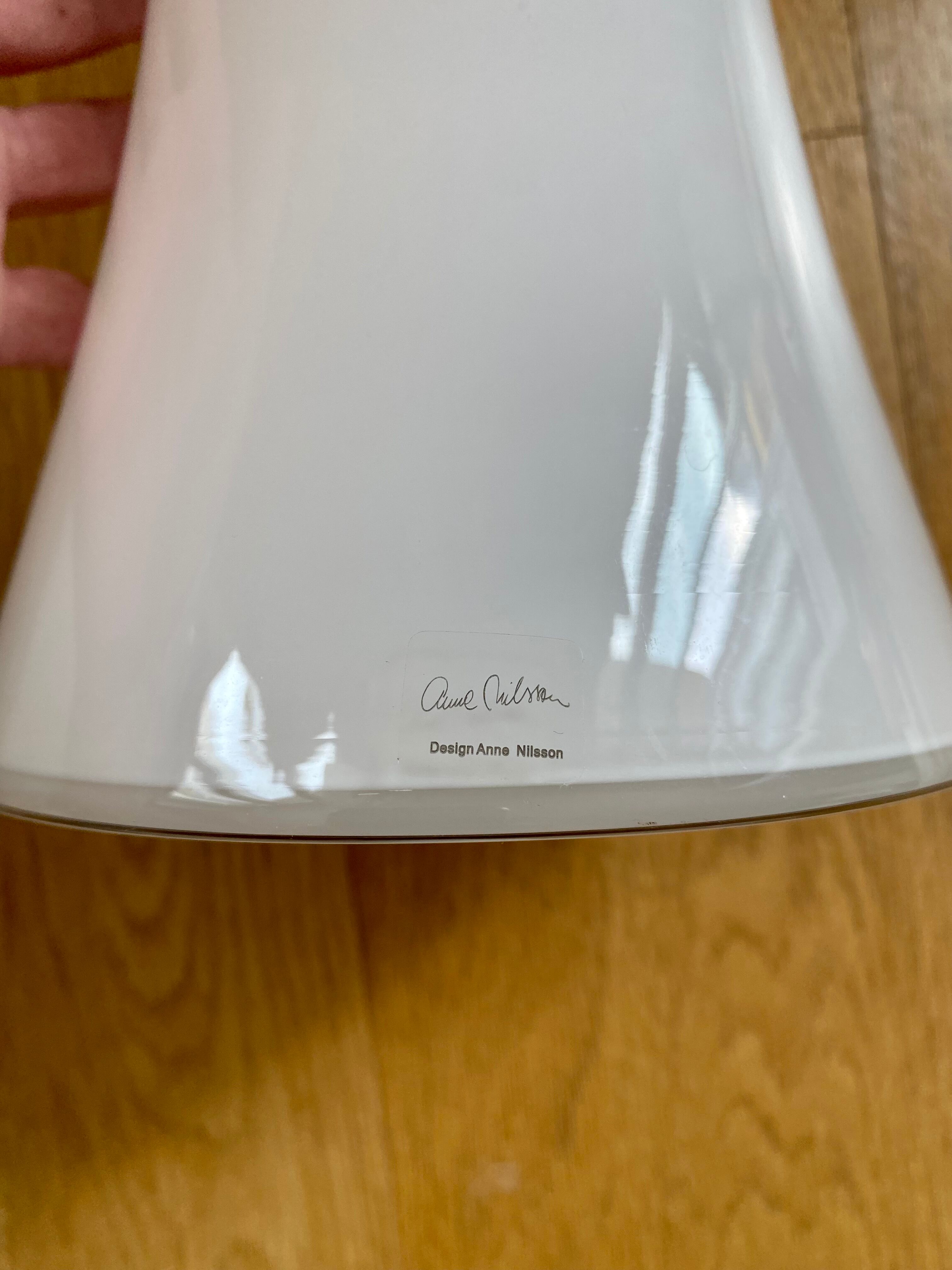 Anne Nilsson white glass spool vase for Ikea