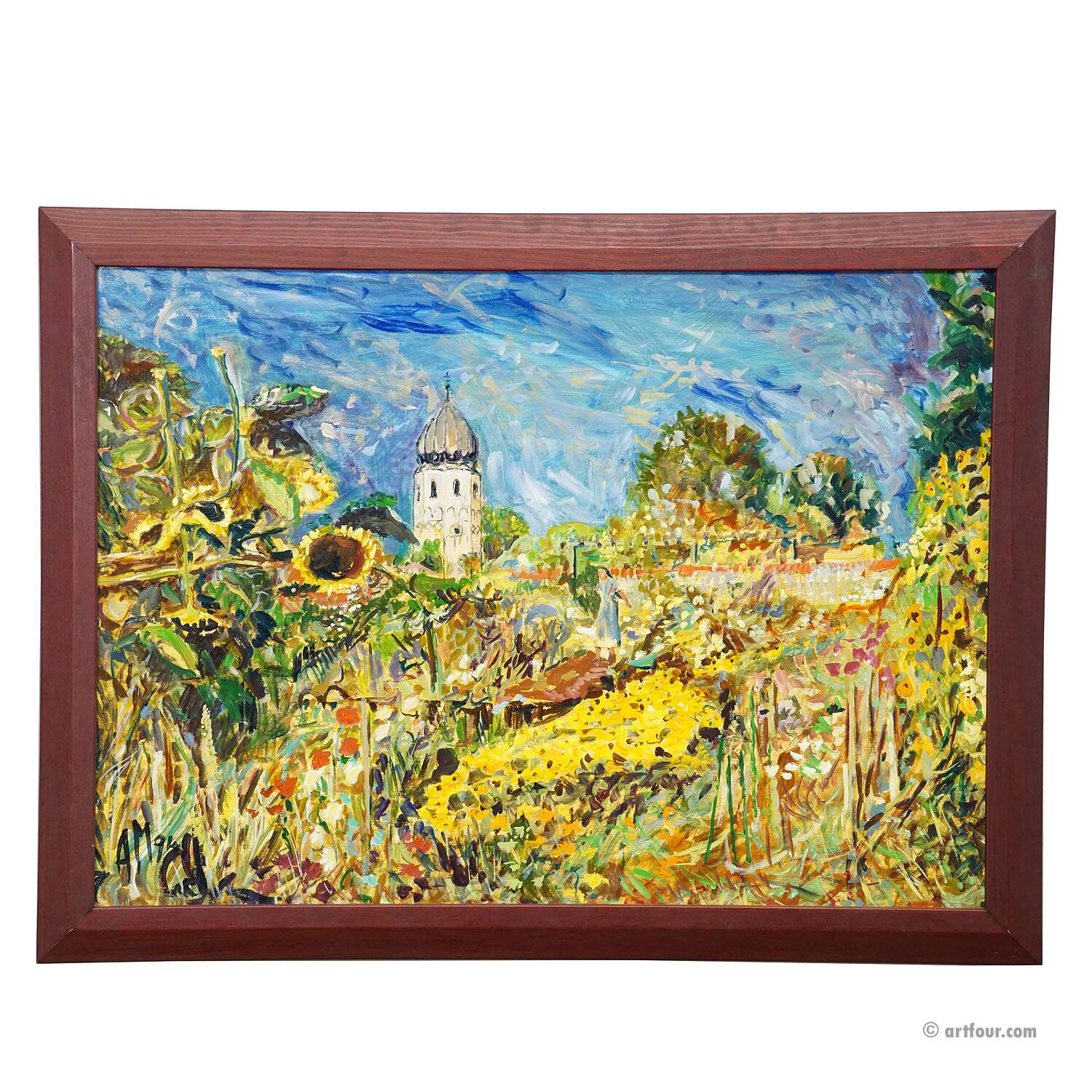 Women’s Island / Chiemsee with monastery and garden, 1994 – Oil painting by Alexander Michael