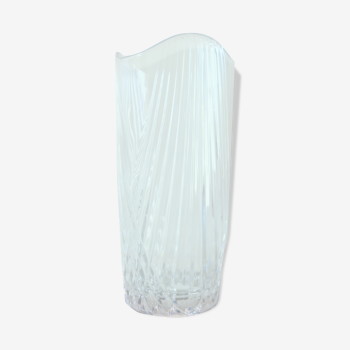 Vase en cristal ciselé lignes géométriques art déco années 20
