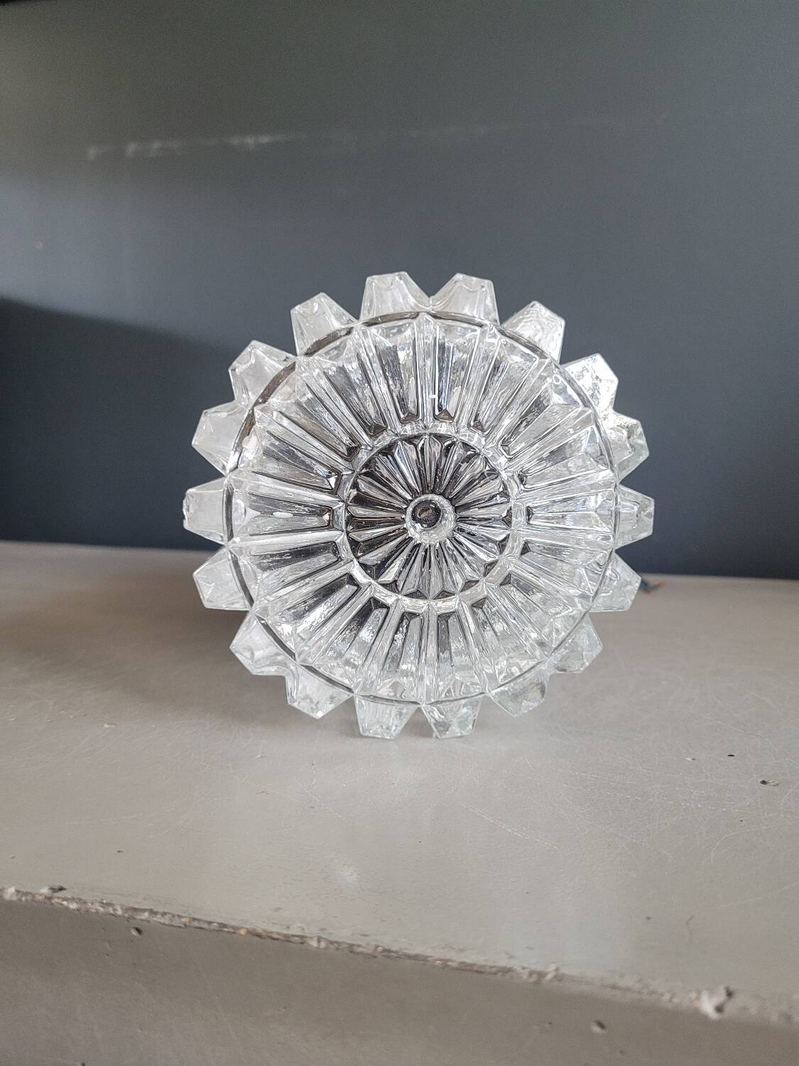 Vintage molded glass globe pendant light