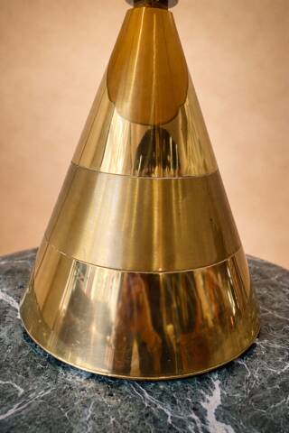 Lampe de table Italienne - 1970 - Laiton & Lin