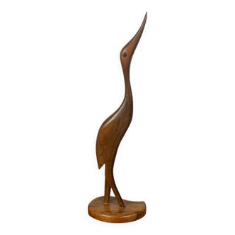 Teak Heron Statuette, Midcentury Modern