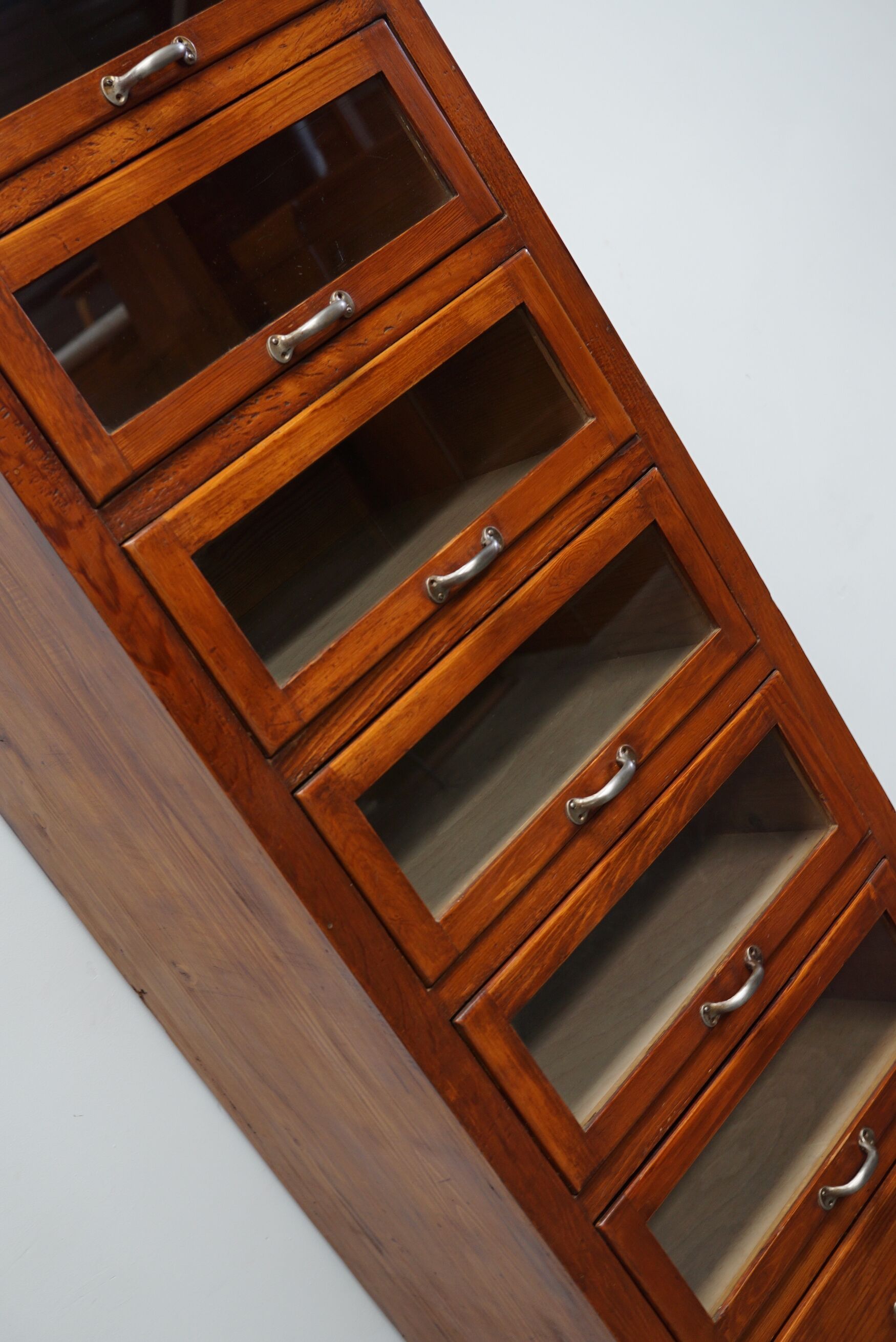 Vintage German pine haberdashery cabinet, 1950s