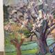 Under the cherry tree in bloom, oil on canvas signed Lacas.
