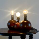 3 wooden ball lamp bases.