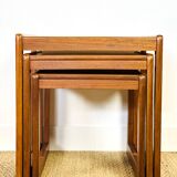 Teak and ceramic nesting coffee table
