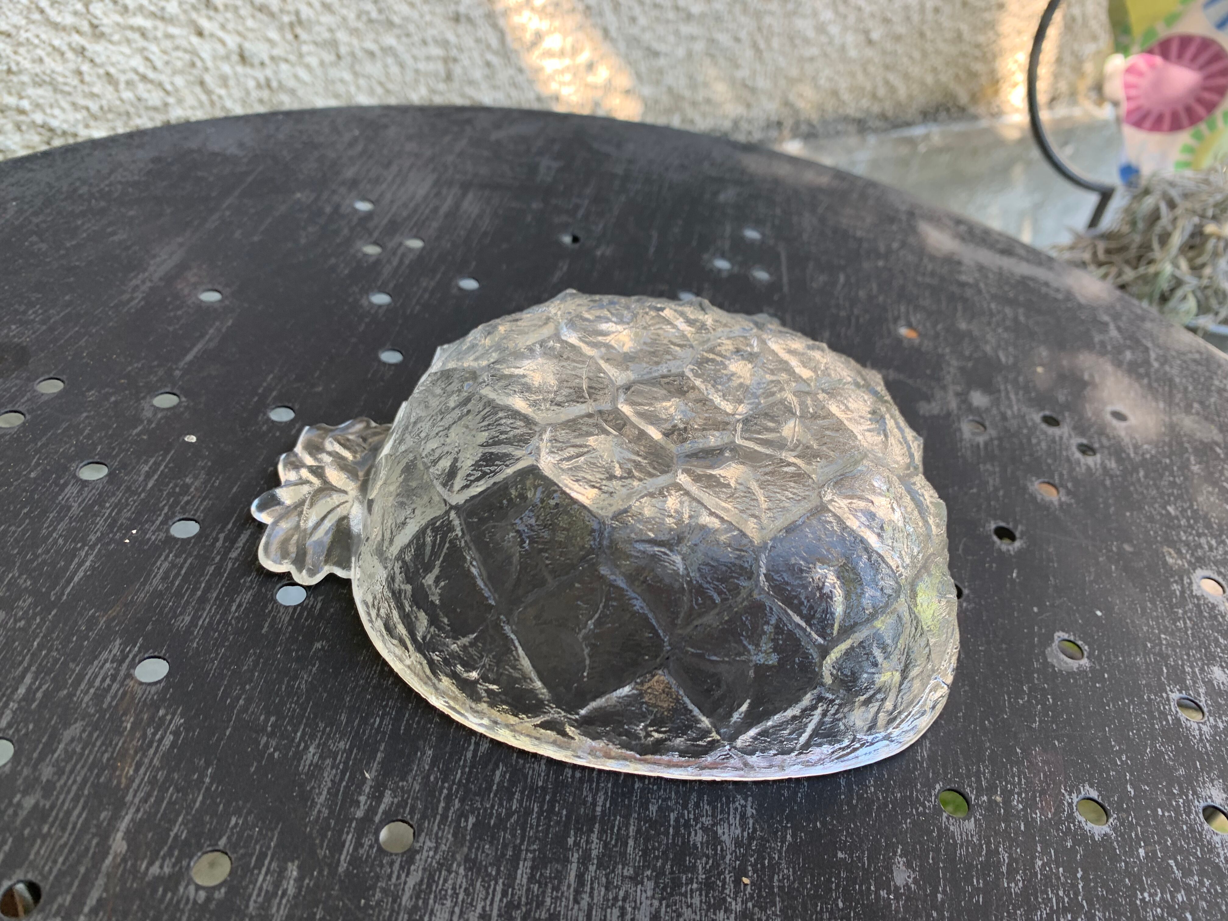 5 vintage transparent molded glass pineapple cups