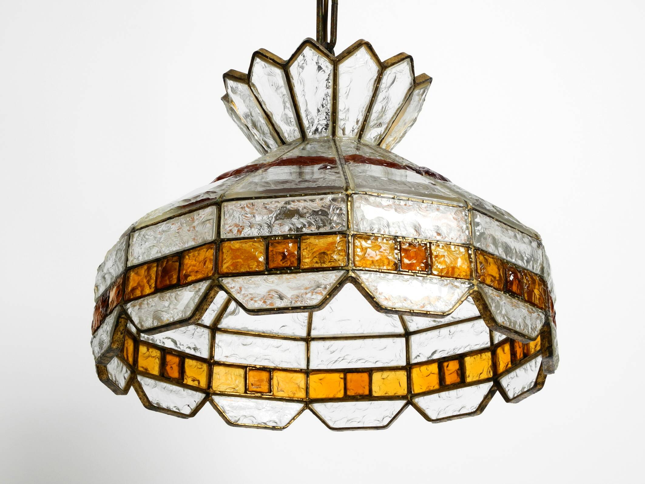 Beautiful large heavy 1960s Italian PoliArte glass ceiling lamp | Ø 52cm