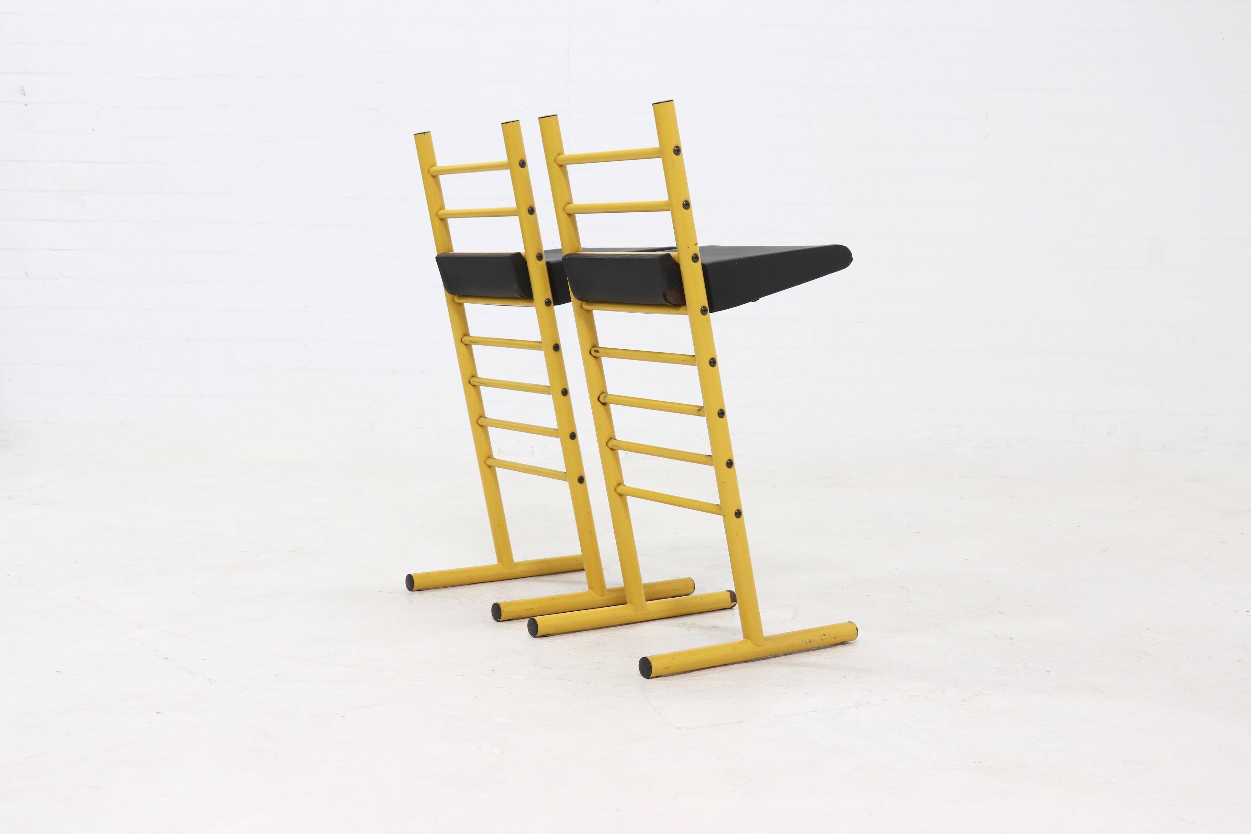 Set of 2 Italian Height Adjustable Chairs or Barstools 1980s