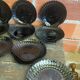 Set of 10 ARCOROC Shell-Shaped Plates Black Opaline 1970s