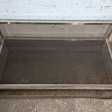 1970s coffee table in brass with a double smoked glass top.