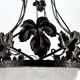 Wrought iron chandelier, tulips / pressed-molded glass bowl, Art Deco, 1930