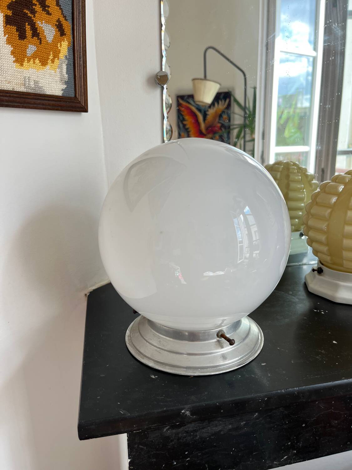 Minimalist white opaline globe
