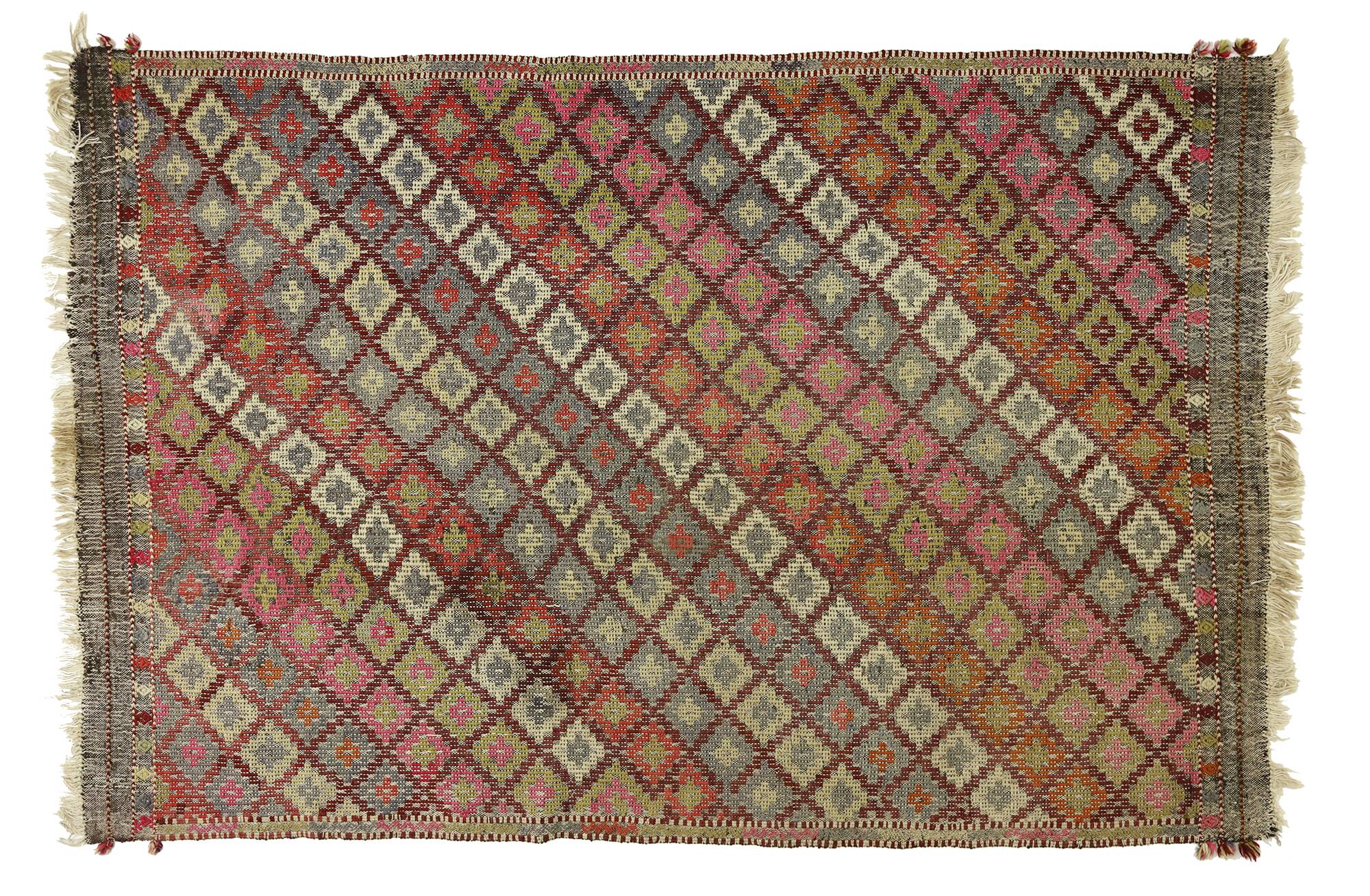 Area kilim rug ,vintage wool turkish handknotted kilim, 230 cmx 146 cm rug