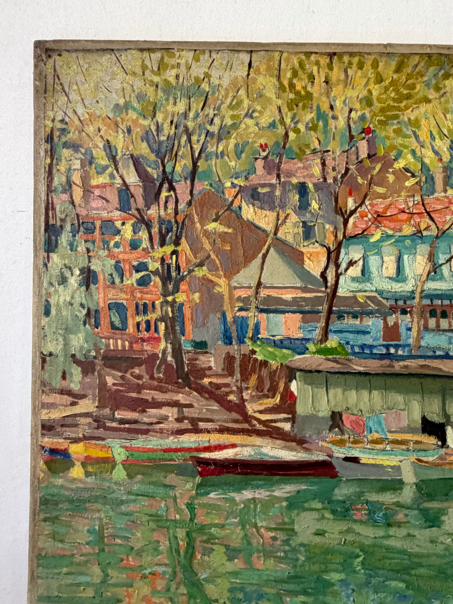 "The guinguette at noon" oil on canvas signed LJ Varlet 1941