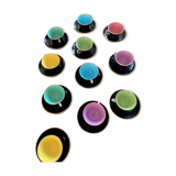 Black and multicolored coffee cup servings