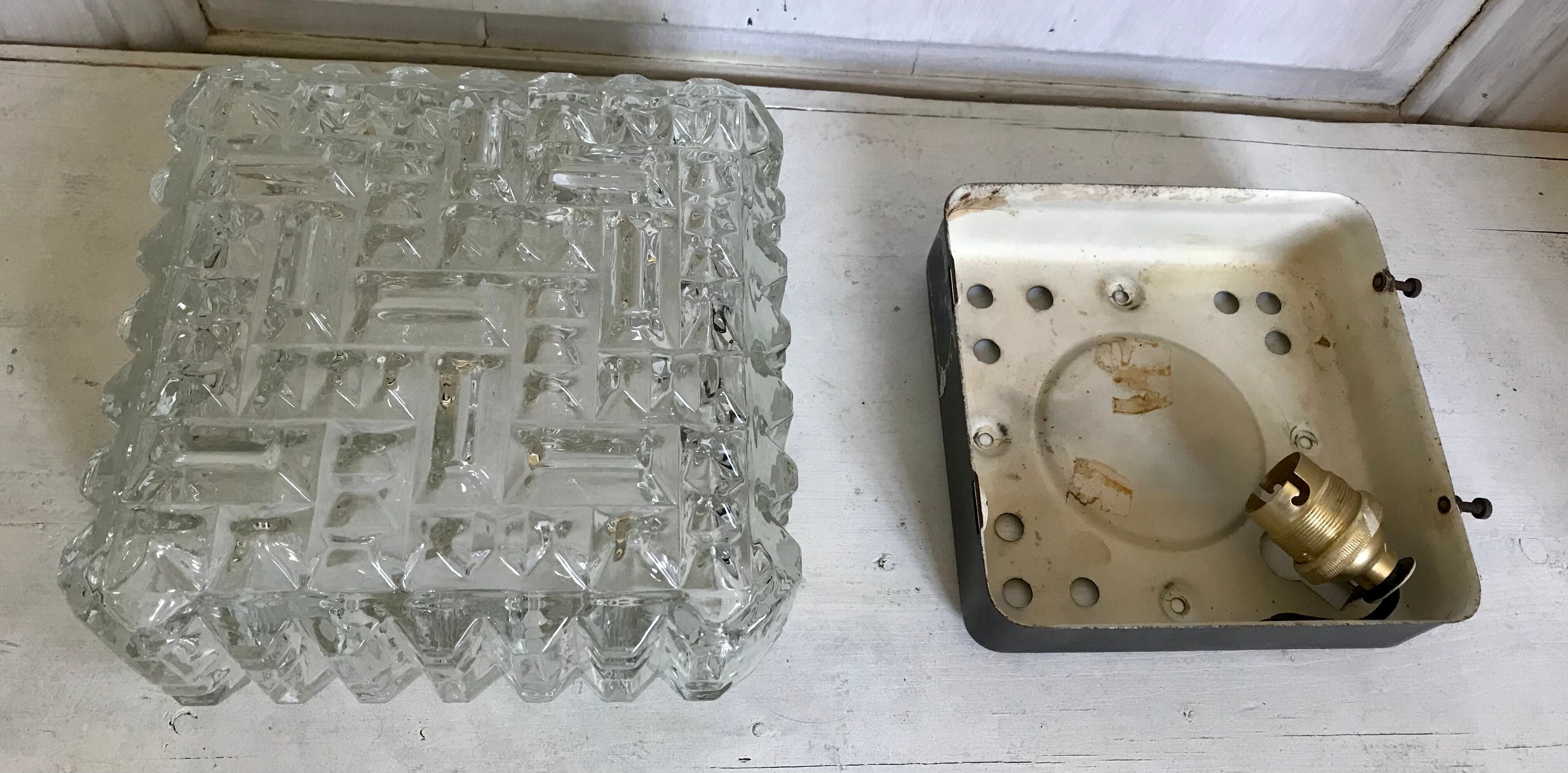 Vintage glass square wall lamp