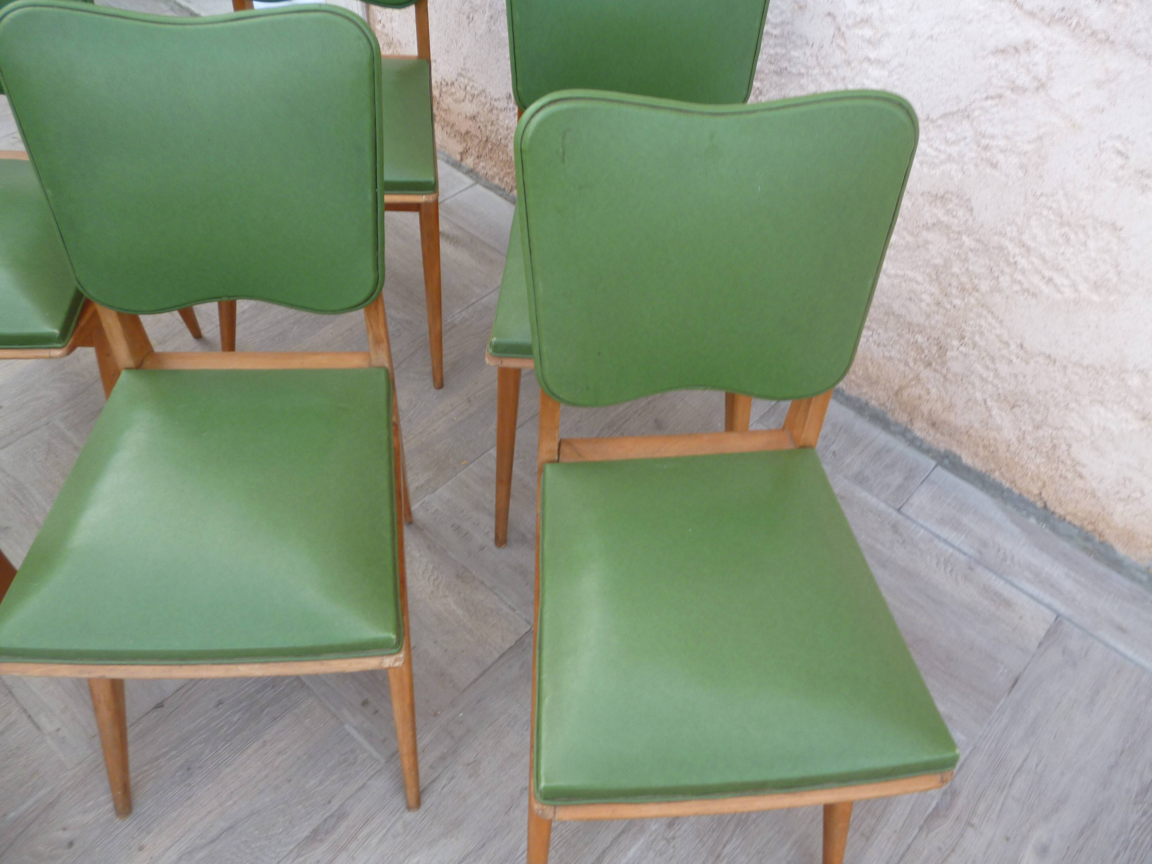 6 vintage Scandinavian chairs compass feet