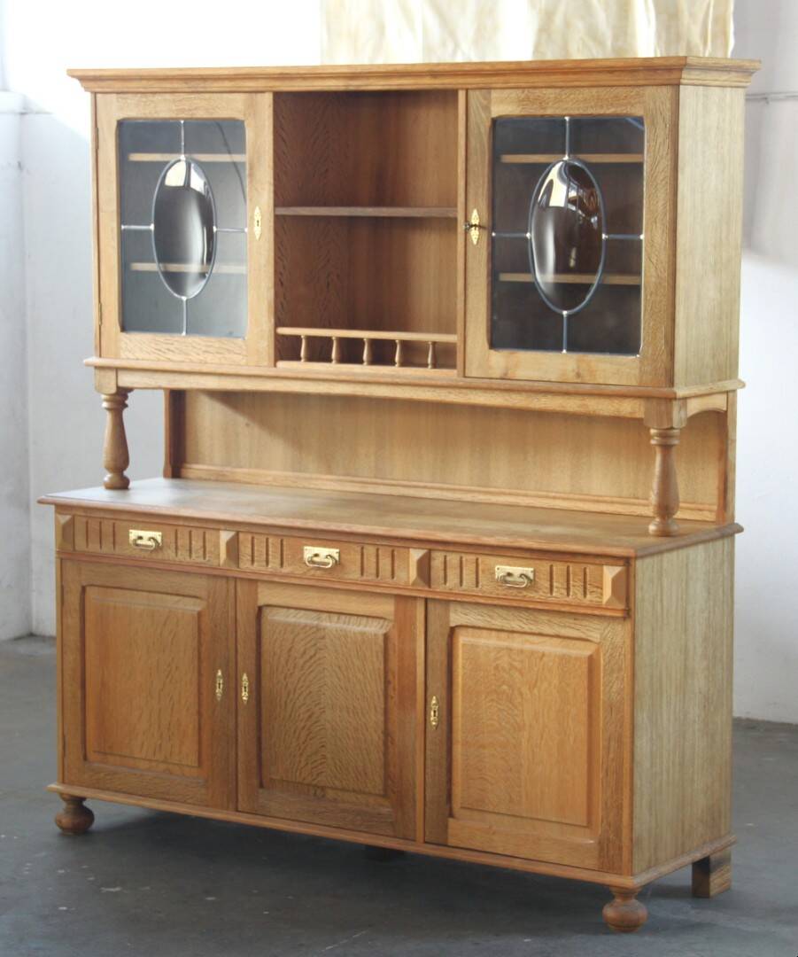 Vintage 1970 Danish Brutalist Light Oak Dining Cabinet, Henning Kjærnulf style