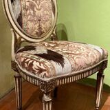 Chairs in Lacquer and Ikat Damask Upholstery, Set of 2
