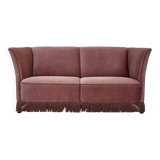 1970s, Danish 2-seater sofa, original salmon pink furniture velour.