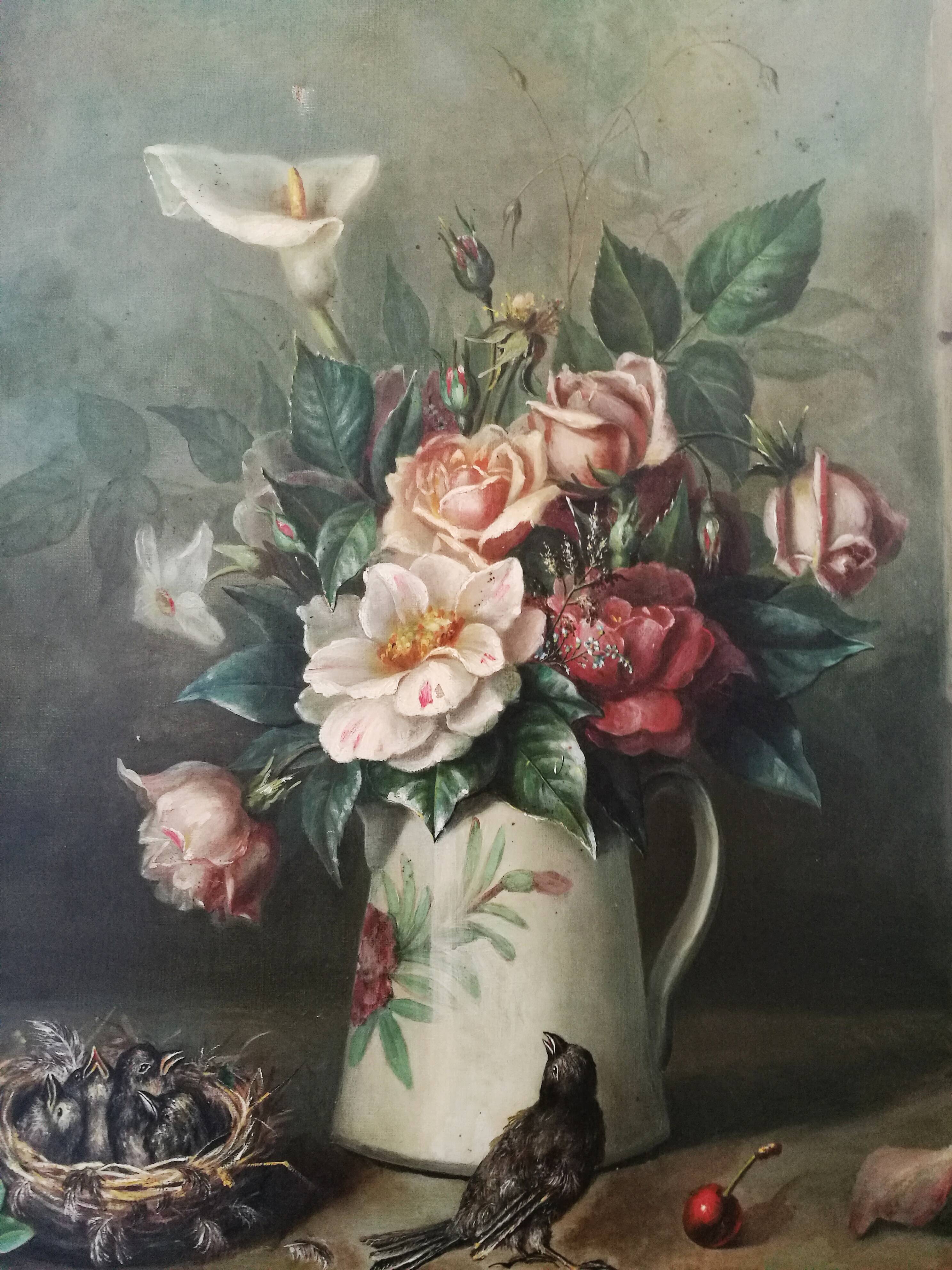 Painting in ancient oil on canvas Still Life (Bouquet), Ecole Française 19th