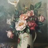 Painting in ancient oil on canvas Still Life (Bouquet), Ecole Française 19th
