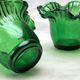 Pair of Green Blown Glass Candle Holders – Corolla Shape
